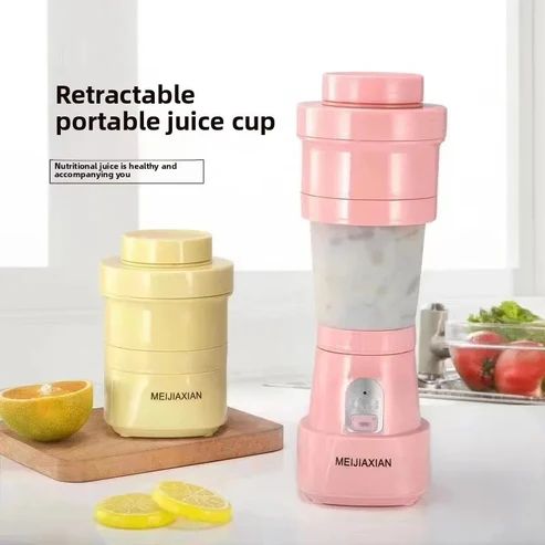 "Portable Mini Electric Juicer Cup – Compact Retractable Silicone Fruit Blender for Home & Travel"